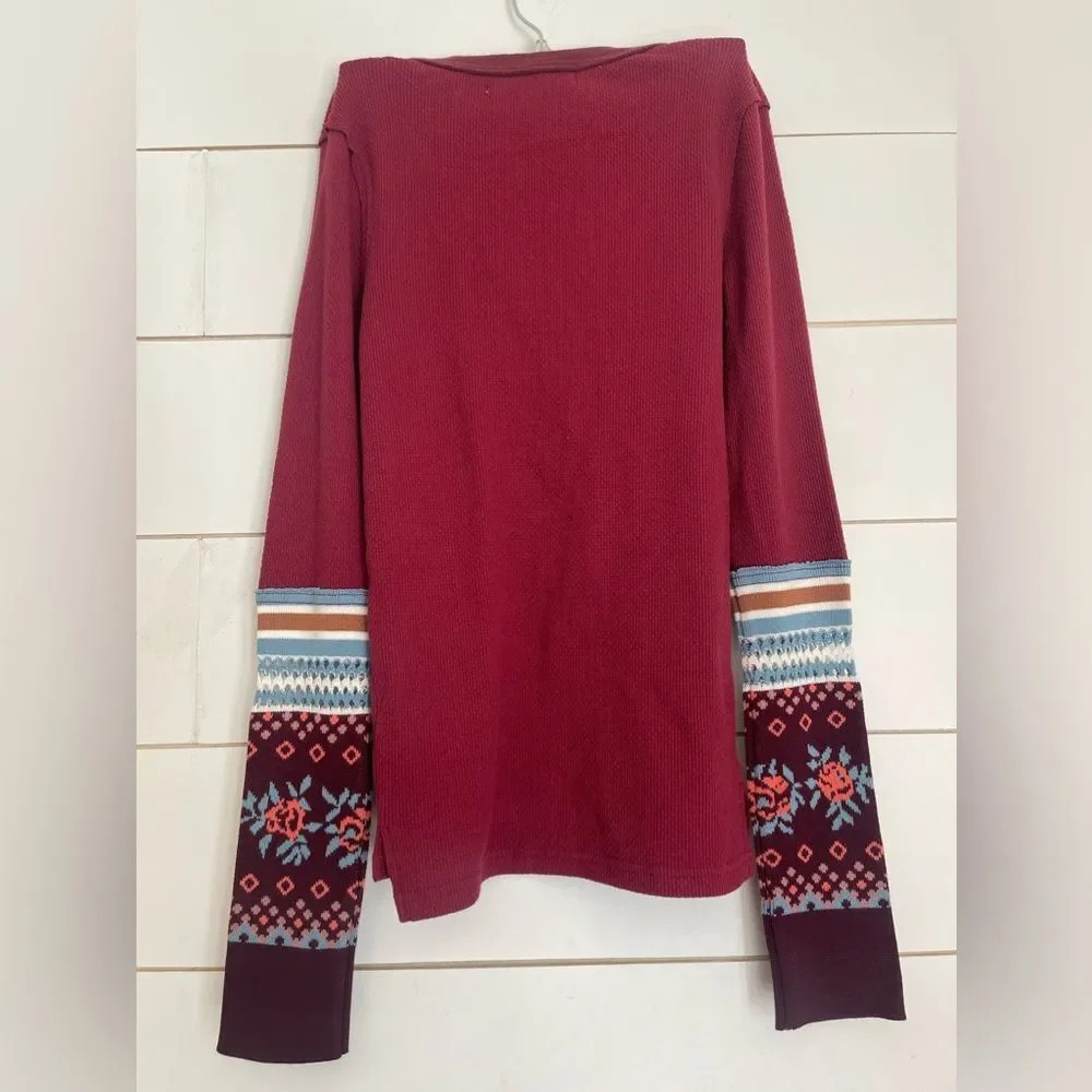 NWOT Free People Mikah Notch Neck waffle Top - Picture 11 of 14